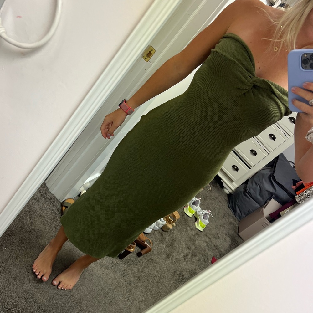 Green strapless sweater dress size S